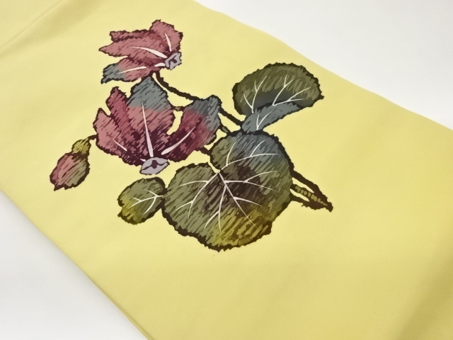 JAPANESE NAGOYA OBI / SHIOZE / FLORAL PLANTS